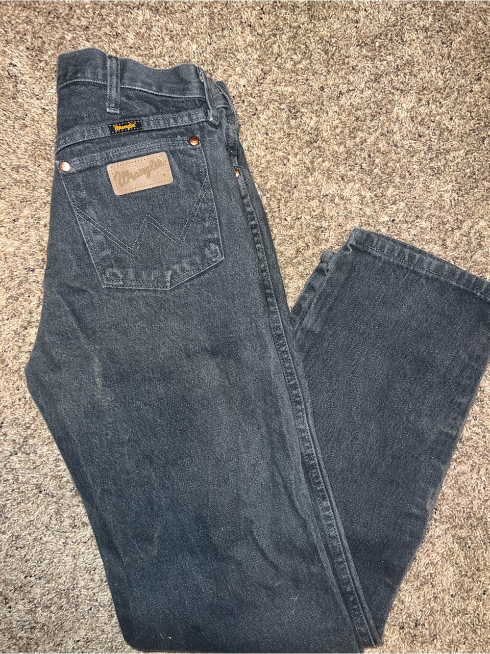 Vintage Wrangler Black Denim Jeans 29 x 34 Classic Straight Fit Cotton Western